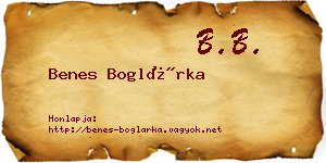 Benes Boglárka névjegykártya